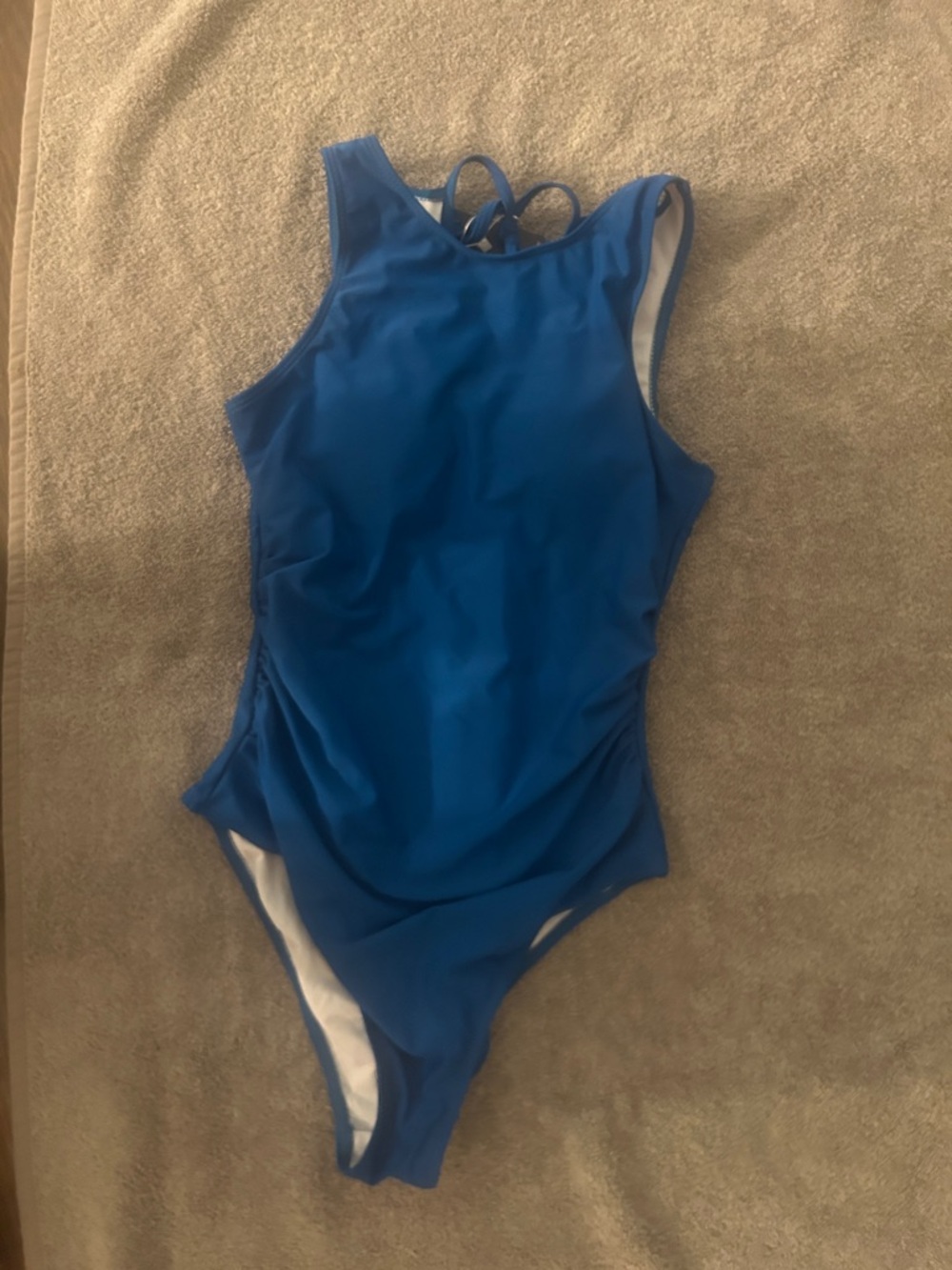Classic High-Neck One-Piece Swimsuit in Blue